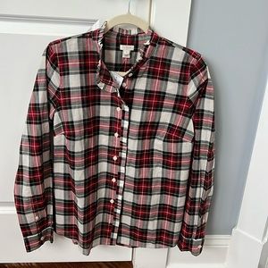 JCrew Factory Ruffle-Front Plaid Front Shirt